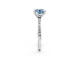 Platinum Fancy Blue Round Cut Diamond Brilliant Solitaire Ring with Pavé Band and Four-Prong Setting_50