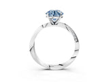 Platinum Fancy Blue Round Cut Diamond Engagement Ring with Side Stone Accents and Four-Prong Setting_15
