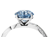 Platinum Fancy Blue Round Cut Diamond Engagement Ring with Side Stone Accents and Four-Prong Setting_16