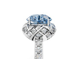 Platinum Fancy Blue Round Cut Diamond Scalloped Halo Engagement Ring with Round Shared Prong Band_5