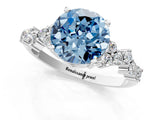 Platinum Fancy Blue Round Cut Diamond Scattered Round Accent Ring with Prong Setting_1