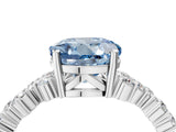 Platinum Fancy Blue Round Cut Diamond Scattered Round Accent Ring with Prong Setting_4