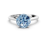 Platinum Fancy Blue Round Cut Diamond Solitaire Engagement Ring with Classic Band and Four-Prong Setting_12