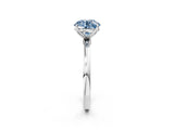 Platinum Fancy Blue Round Cut Diamond Solitaire Ring with Thin Band and Prong Setting_2