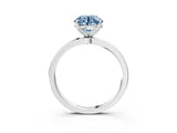 Platinum Fancy Blue Round Cut Diamond Solitaire Ring with Thin Band and Prong Setting_3