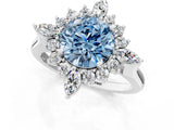 Platinum Fancy Blue Round Cut Halo Diamond Cluster Ring with Marquise and Round Stones on a White Gold Band with Prong Setting_13