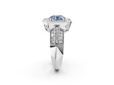 Platinum Fancy Blue Round Cut Halo Diamond Engagement Ring with Pave Split Shank and Four-Prong Setting_32