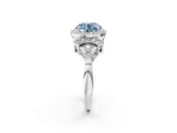 Platinum Fancy Blue Round Cut Halo Diamond Split Shank Engagement Ring with Four-Prong Setting_8