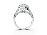 Platinum Fancy Blue Round Cut Halo Diamond Split Shank Pave Ring_9