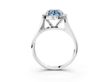 Platinum Fancy Blue Round  Cut Halo Solitaire Engagement Ring with Square Band and Four-Prong Setting_27