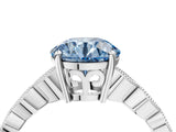 Platinum Fancy Blue Round Cut Solitaire Diamond Ring with Infinity Twist Band and Four-Prong Setting_40