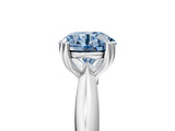Platinum Fancy Blue Round  Cut Solitaire Engagement Ring with Tapered Band and Four-Prong Setting 5