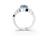 Platinum Fancy Blue Round Cut Solitaire Intertwined Band Prong Setting Ring_9