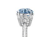 Platinum Fancy Blue Round Cut Solitaire Split Shank Pave Diamond Engagement Ring with Four-Prong Setting_113