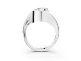 Platinum Fancy Blue Round Cut Solitaire Tension-Set Diamond Split Shank Ring_9