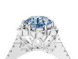 Platinum Fancy Blue Round  Halo Diamond Floral Split Shank Engagement Ring 5