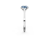 Platinum Fancy Blue Round  Solitaire Diamond Ring with Four-Prong Setting and Tapered Band 3