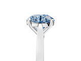 Platinum Fancy Blue Round  Solitaire Diamond Ring with Four-Prong Setting and Tapered Band
