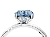 Platinum Fancy Blue Round  Solitaire Diamond Ring with a Classic Band and Four-Prong Setting 4