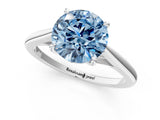 Platinum Fancy Blue Round  Solitaire Engagement Ring with Four-Prong Setting and Classic Band 2