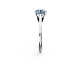 Platinum Fancy Blue Round  Solitaire Engagement Ring with Four-Prong Setting and Classic Band 3