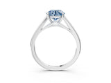 Platinum Fancy Blue Round  Solitaire Engagement Ring with Four-Prong Setting and Classic Band 4