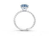 Platinum Fancy Blue Round  Solitaire Twist Band Ring with Four-Prong Setting_5