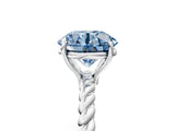 Platinum Fancy Blue Round  Solitaire Twist Band Ring with Four-Prong Setting_7