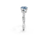 Platinum Fancy Blue Round  Solitaire Twisted Pave Diamond Ring with Four-Prong Setting_2