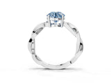 Platinum Fancy Blue Round  Solitaire Twisted Pave Diamond Ring with Four-Prong Setting_3