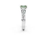 Platinum Fancy Green Asscher Cut Brilliant Diamond Pavé Band with Six-Prong Setting_26