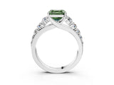 Platinum Fancy Green Asscher Cut Brilliant Diamond Pavé Band with Six-Prong Setting_27