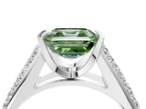 Platinum Fancy Green Asscher Cut Cut Diamond Channel Set Pave Band with Tension Prong Setting_10