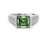 Platinum Fancy Green Asscher Cut Cut Diamond Channel Set Pave Band with Tension Prong Setting_6