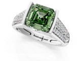 Platinum Fancy Green Asscher Cut Cut Diamond Channel Set Pave Band with Tension Prong Setting_7