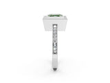 Platinum Fancy Green Asscher Cut-Cut Diamond Halo Engagement Ring with Pave Band and Prong Setting_14