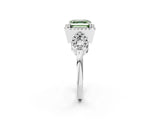 Platinum Fancy Green Asscher Cut Cut Halo Diamond Infinity Band with Four-Prong Setting_14