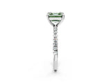 Platinum Fancy Green Asscher Cut Diamond Brilliant Solitaire Ring with Pavé Band and Four-Prong Setting_31