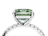 Platinum Fancy Green Asscher Cut Diamond Brilliant Solitaire Ring with Pavé Band and Four-Prong Setting_33