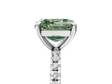 Platinum Fancy Green Asscher Cut Diamond Brilliant Solitaire Ring with Pavé Band and Four-Prong Setting_34