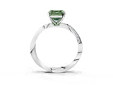 Platinum Fancy Green Asscher Cut Diamond Engagement Ring with Side Stone Accents and Four-Prong Setting_39