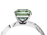 Platinum Fancy Green Asscher Cut Diamond Engagement Ring with Side Stone Accents and Four-Prong Setting_40
