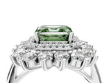 Platinum Fancy Green Asscher Cut Diamond Floral Double Halo Engagement Ring with Prong Setting_16
