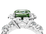 Platinum Fancy Green Asscher  Cut Diamond Floral Halo Engagement Ring with Shared Prong Setting 4