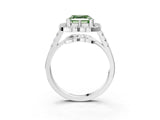 Platinum Fancy Green Asscher Cut Diamond Floral Halo Split Shank Prong Setting Ring_39