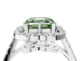 Platinum Fancy Green Asscher Cut Diamond Floral Halo Split Shank Prong Setting Ring_40