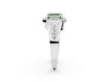 Platinum Fancy Green Asscher Cut Diamond Halo Ring with Split Shank and Bezel Accents and Prong Setting_14