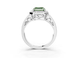 Platinum Fancy Green Asscher Cut Diamond Halo Ring with Split Shank and Bezel Accents and Prong Setting_15
