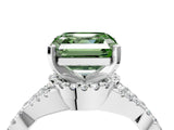 Platinum Fancy Green Asscher Cut Diamond  Halo Twist Band Solitaire Prong Setting Ring_16