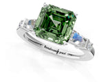 Platinum Fancy Green Asscher  Cut Diamond Ring with Baguette Side Stones, Channel Set Band, and Four-Prong Setting_25